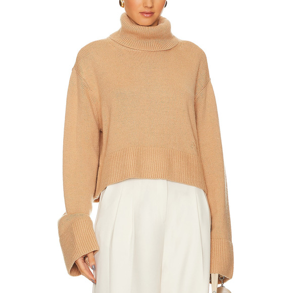 Song of Style Sweaters - Song Of Style 'Olisa' Beige Acrylic Oversized Turtleneck Sweater Size XS
